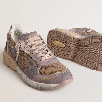 Golden Goose Dad-Star In Lilac Suede And Mesh With Laminated Leather Star And Heel Tab