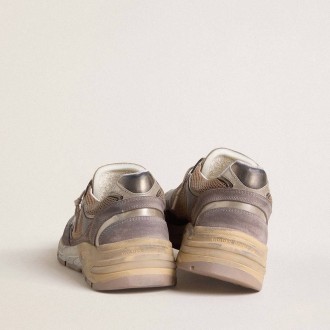 Golden Goose Dad-Star In Lilac Suede And Mesh With Laminated Leather Star And Heel Tab