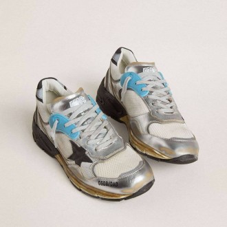 Golden Goose Dad-Star In Mesh And Silver Foiled Leather With Black Suede Star Golden Goose Dad-Star In Mesh And Silver Foiled Leather With Black Suede Star