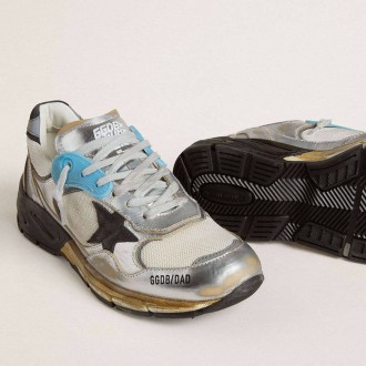 Golden Goose Dad-Star In Mesh And Silver Foiled Leather With Black Suede Star Golden Goose Dad-Star In Mesh And Silver Foiled Leather With Black Suede Star