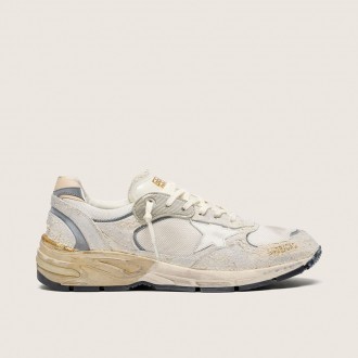 Golden Goose Dad-Star In Suede And Mesh With White Leather Star And Beige Leather Heel Tab