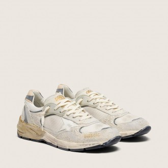 Golden Goose Dad-Star In Suede And Mesh With White Leather Star And Beige Leather Heel Tab Golden Goose Dad-Star In Suede And Mesh With White Leather Star And Beige Leather Heel Tab