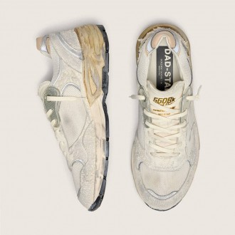 Golden Goose Dad-Star In Suede And Mesh With White Leather Star And Beige Leather Heel Tab Golden Goose Dad-Star In Suede And Mesh With White Leather Star And Beige Leather Heel Tab