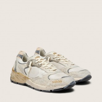Golden Goose Dad-Star In Suede And Mesh With White Leather Star And Beige Leather Heel Tab