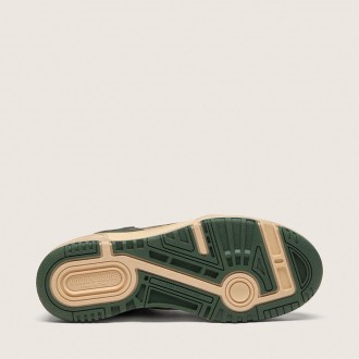 Golden Goose Forty2 In Green Leather And Cream Nylon With Tpu Star And Silver Leather Heel Tab Golden Goose Forty2 In Green Leather And Cream Nylon With Tpu Star And Silver Leather Heel Tab