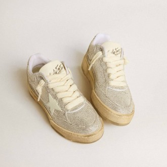 Golden Goose Forty2 In White Leather And Swarovski Crystals With White Tpu Star Golden Goose Forty2 In White Leather And Swarovski Crystals With White Tpu Star