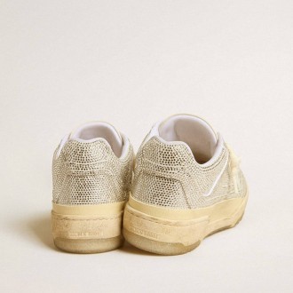 Golden Goose Forty2 In White Leather And Swarovski Crystals With White Tpu Star Golden Goose Forty2 In White Leather And Swarovski Crystals With White Tpu Star