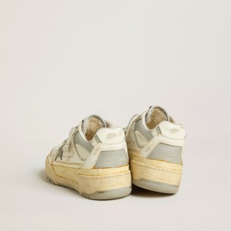 Golden Goose Forty2 In White Leather With Laces With Swarovski Crystals And Gray Tpu Star Golden Goose Forty2 In White Leather With Laces With Swarovski Crystals And Gray Tpu Star