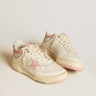 Golden Goose Forty2 With Pink Star And White Leather Heel Tab Golden Goose Forty2 With Pink Star And White Leather Heel Tab