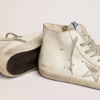 Golden Goose Francy In Leather With Silver Suede Star