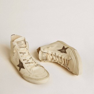 Golden Goose Francy Penstar In Nappa With Black Suede Star And Cotton Heel Tab