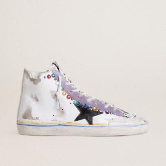 Golden Goose Francy Penstar Lab With Black Leather Star And Multicolor Studs