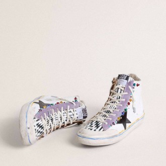 Golden Goose Francy Penstar Lab With Black Leather Star And Multicolor Studs Golden Goose Francy Penstar Lab With Black Leather Star And Multicolor Studs