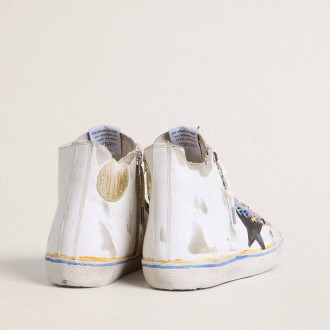 Golden Goose Francy Penstar Lab With Black Leather Star And Multicolor Studs Golden Goose Francy Penstar Lab With Black Leather Star And Multicolor Studs