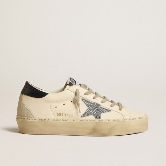 Golden Goose Hi Star In Nappa With Swarovski Crystal Star And Dark Blue Leather Heel Tab