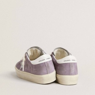 Golden Goose Hi Star In Purple Suede With Silver Glitter Star Golden Goose Hi Star In Purple Suede With Silver Glitter Star