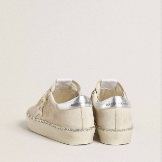 Golden Goose Hi Star In Suede With Silver Metallic Leather Star And Heel Tab