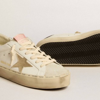 Golden Goose Hi Star With Platinum Metallic Leather Star And Glitter Heel Tab
