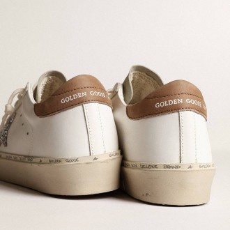 Golden Goose Hi Star With Silver Glitter Star And Dove-Gray Nubuck Heel Tab Golden Goose Hi Star With Silver Glitter Star And Dove-Gray Nubuck Heel Tab