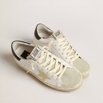Golden Goose Hi Star With Swarovski Crystal Star And Black Heel Tab Golden Goose Hi Star With Swarovski Crystal Star And Black Heel Tab