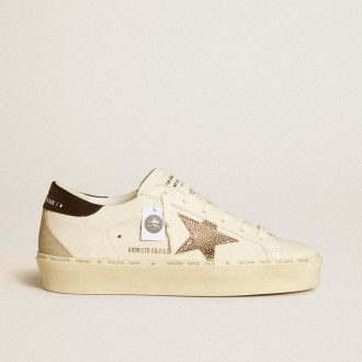 Golden Goose Hi Star With Swarovski Crystal Star And Black Leather Heel Tab