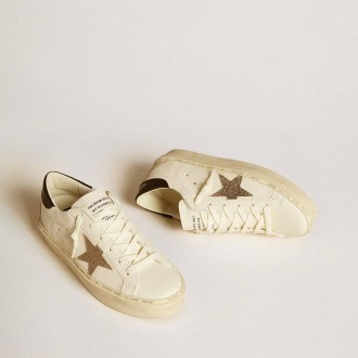 Golden Goose Hi Star With Swarovski Crystal Star And Black Leather Heel Tab