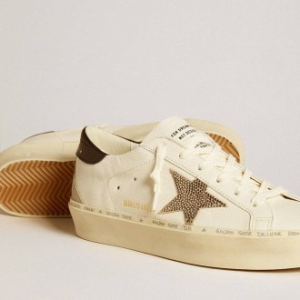 Golden Goose Hi Star With Swarovski Crystal Star And Black Leather Heel Tab