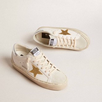 Golden Goose Hi Star With Swarovski Crystal Star And Silver Leather Heel Tab
