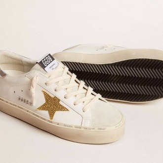 Golden Goose Hi Star With Swarovski Crystal Star And Silver Leather Heel Tab