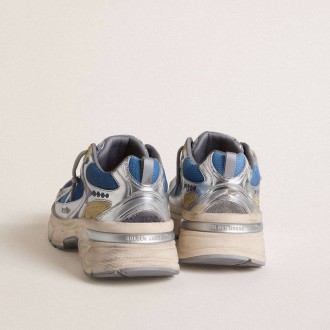 Golden Goose Lightstar In Light Blue Mesh With White Tpu Star And Silver Bio-Based Inserts Golden Goose Lightstar In Light Blue Mesh With White Tpu Star And Silver Bio-Based Inserts