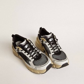 Golden Goose Lightstar In White Leather And Black Mesh With Black Tpu Star Golden Goose Lightstar In White Leather And Black Mesh With Black Tpu Star