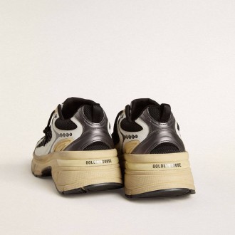Golden Goose Lightstar In White Leather And Black Mesh With Black Tpu Star Golden Goose Lightstar In White Leather And Black Mesh With Black Tpu Star