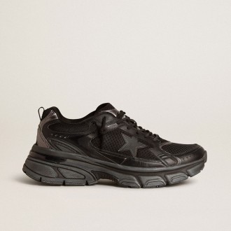 Golden Goose Lightstar With Black Leather And Mesh Upper And Black Star