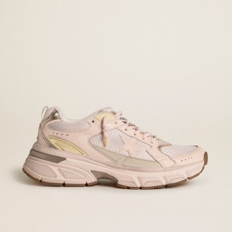 Golden Goose Lightstar With Pink Leather And Mesh Upper And Pink Star