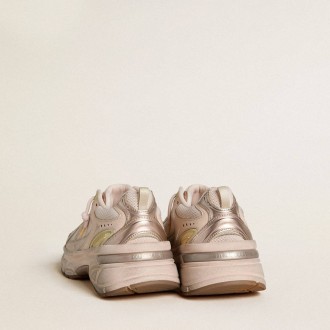 Golden Goose Lightstar With Pink Leather And Mesh Upper And Pink Star