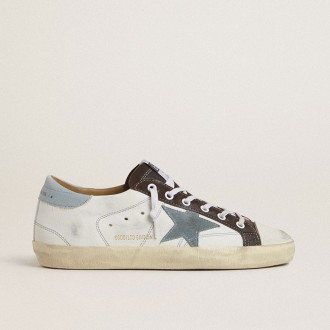 Golden Goose Ltd Super-Star With Light Blue Suede Star And Light Blue Canvas Heel Tab