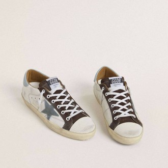 Golden Goose Ltd Super-Star With Light Blue Suede Star And Light Blue Canvas Heel Tab