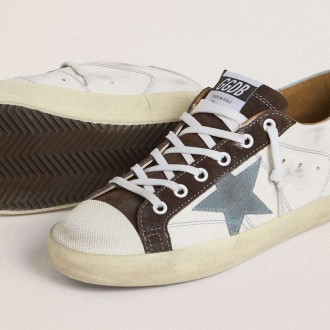 Golden Goose Ltd Super-Star With Light Blue Suede Star And Light Blue Canvas Heel Tab
