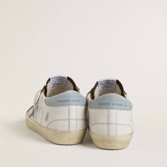 Golden Goose Ltd Super-Star With Light Blue Suede Star And Light Blue Canvas Heel Tab