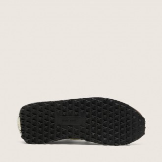 Golden Goose Marathon In Lime-Green Nylon With Black Star And Brown Suede Inserts