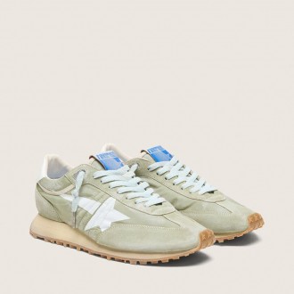 Golden Goose Marathon In Sage-Green Nylon With White Star Golden Goose Marathon In Sage-Green Nylon With White Star