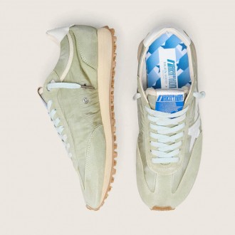 Golden Goose Marathon In Sage-Green Nylon With White Star Golden Goose Marathon In Sage-Green Nylon With White Star