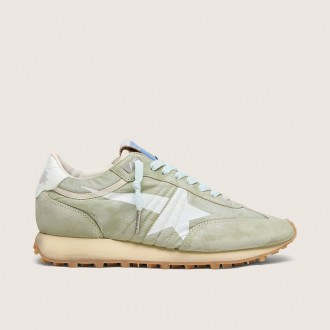 Golden Goose Marathon In Sage-Green Nylon With White Star