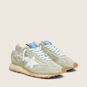Golden Goose Marathon In Sage-Green Nylon With White Star Golden Goose Marathon In Sage-Green Nylon With White Star