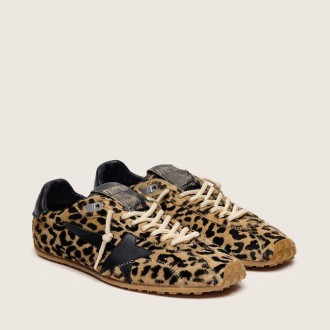 Golden Goose Marathon Speed In Beige And Black Leopard-Print Pony Skin With Black Leather Star Golden Goose Marathon Speed In Beige And Black Leopard-Print Pony Skin With Black Leather Star