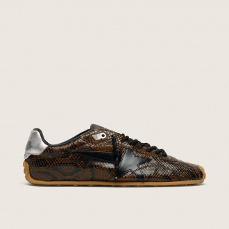 Golden Goose Marathon Speed In Leather With Brown Snake Print, Black Star And Silver Leather Heel Tab