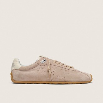 Golden Goose Marathon Speed In Pink Suede With Perforated Star And White Leather Heel Tab