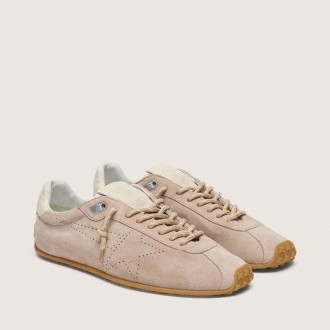 Golden Goose Marathon Speed In Pink Suede With Perforated Star And White Leather Heel Tab
