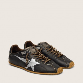 Golden Goose Marathon Speed With Black Leather Upper And Silver Star Golden Goose Marathon Speed With Black Leather Upper And Silver Star