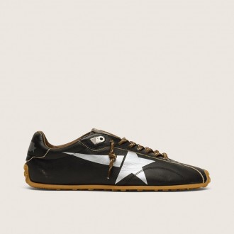 Golden Goose Marathon Speed With Black Leather Upper And Silver Star